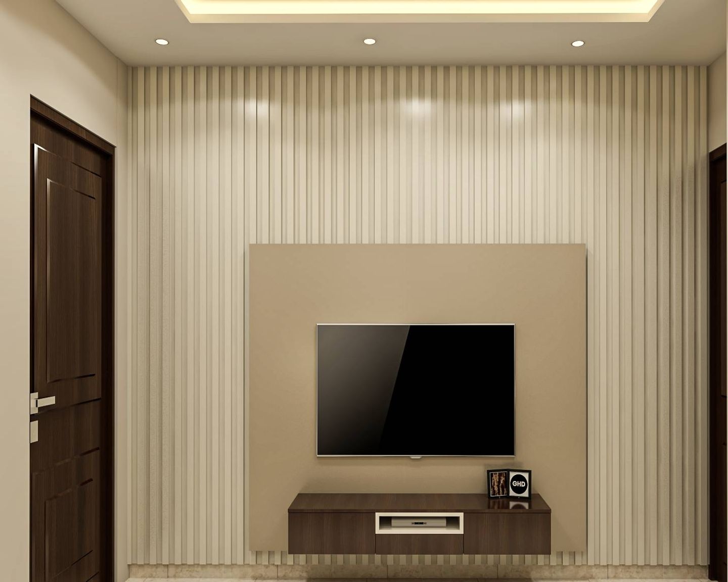 Chic White Panel TV Setup