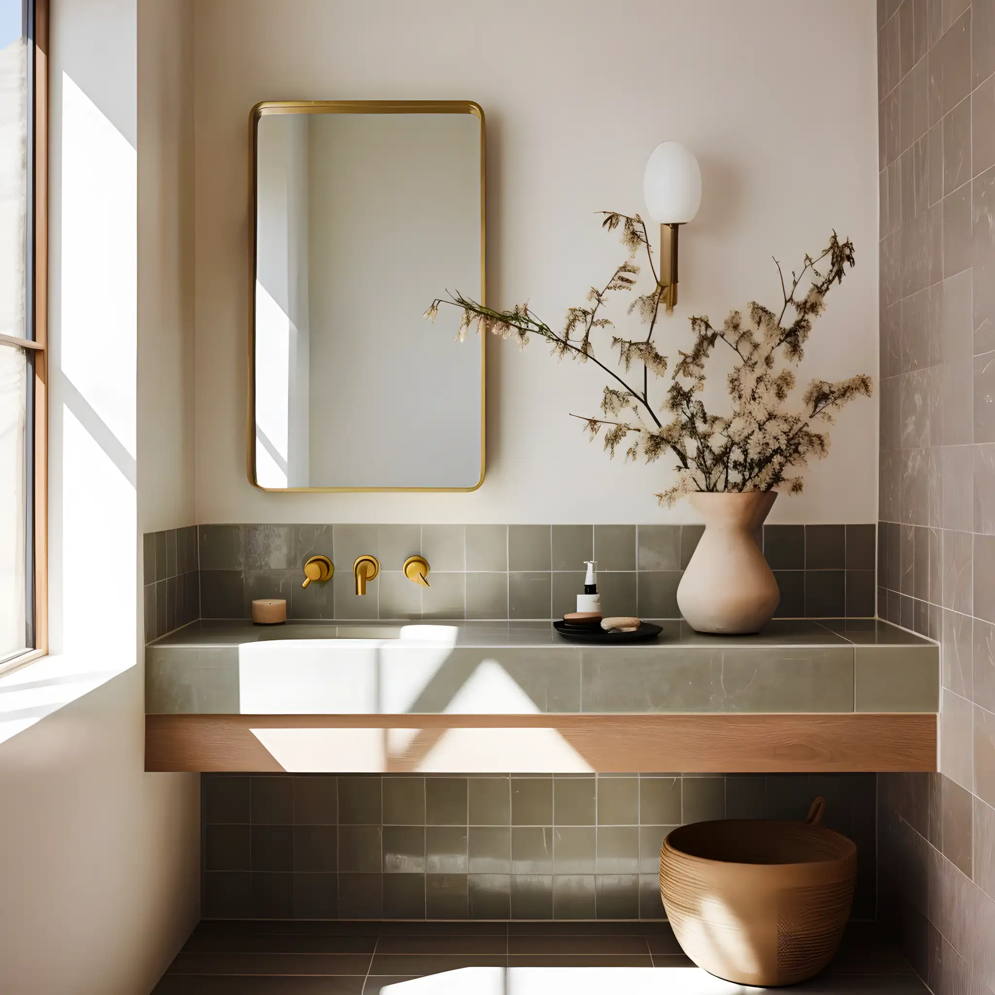 Sophisticated Bathroom With Grey Tiles | Material Depot