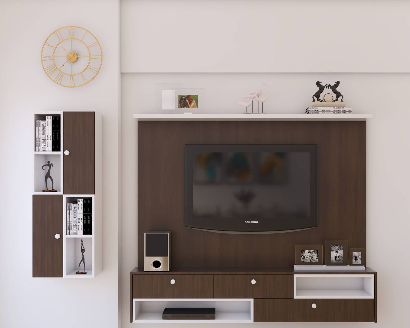 Dark Brown TV Unit with Console