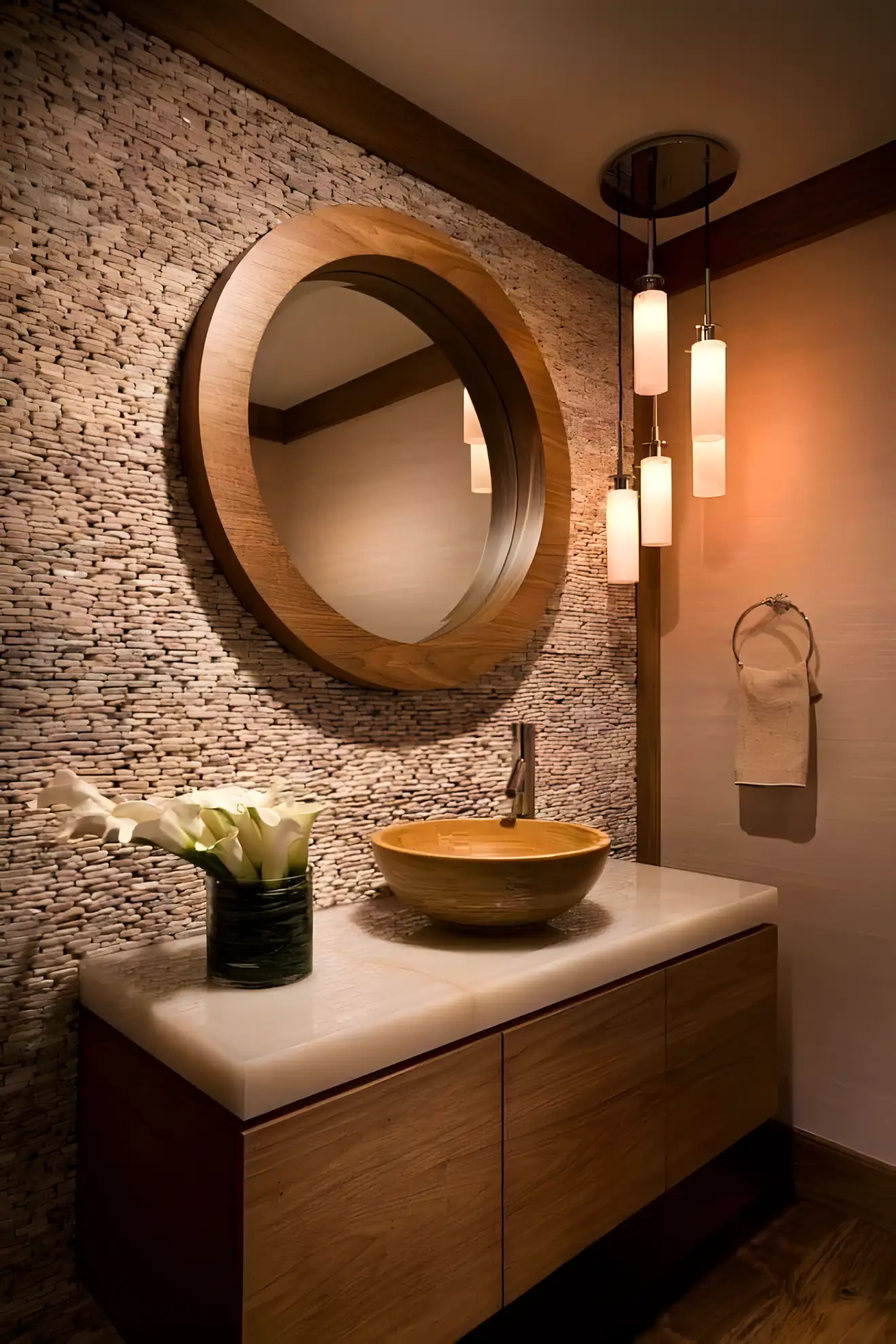 Stylish Bathroom With Wooden Elements | Material Depot