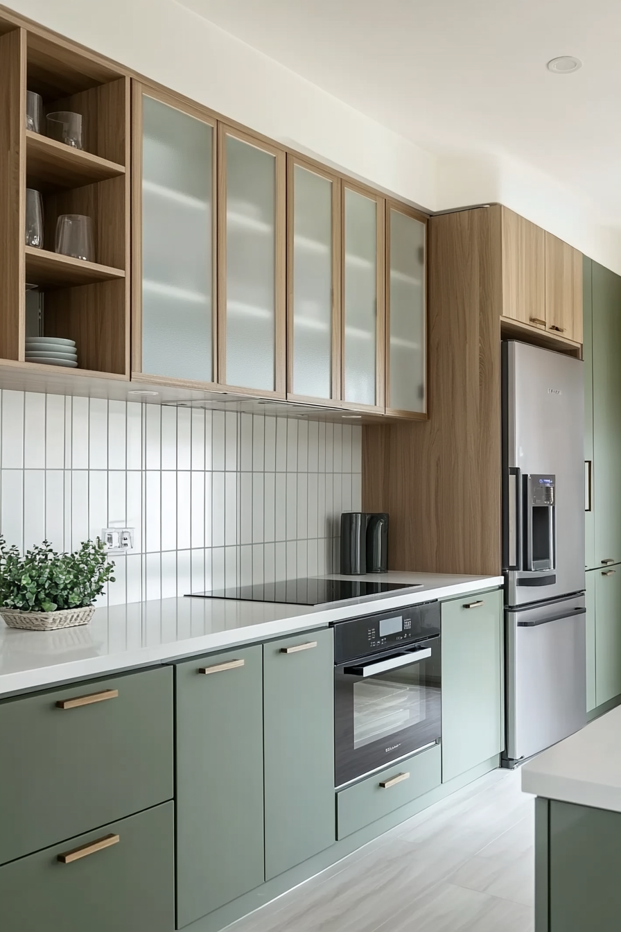 Stylish Kitchen Featuring Glass and Wood Elements | Material Depot