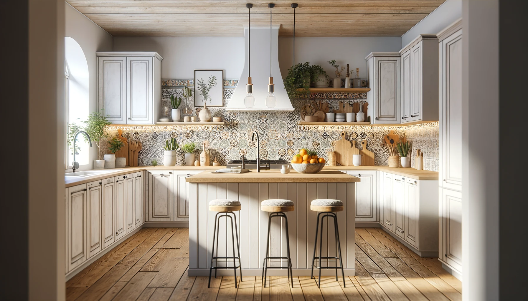 Sun-Kissed Bohemian Kitchen with Mosaic Tiles and Wood Accents | Material Depot