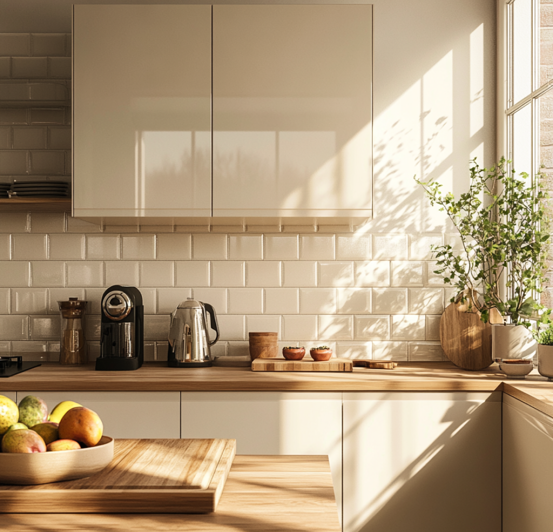 Minimalist Scandinavian Kitchen with Natural Wood Elements and Soft Lighting | Material Depot