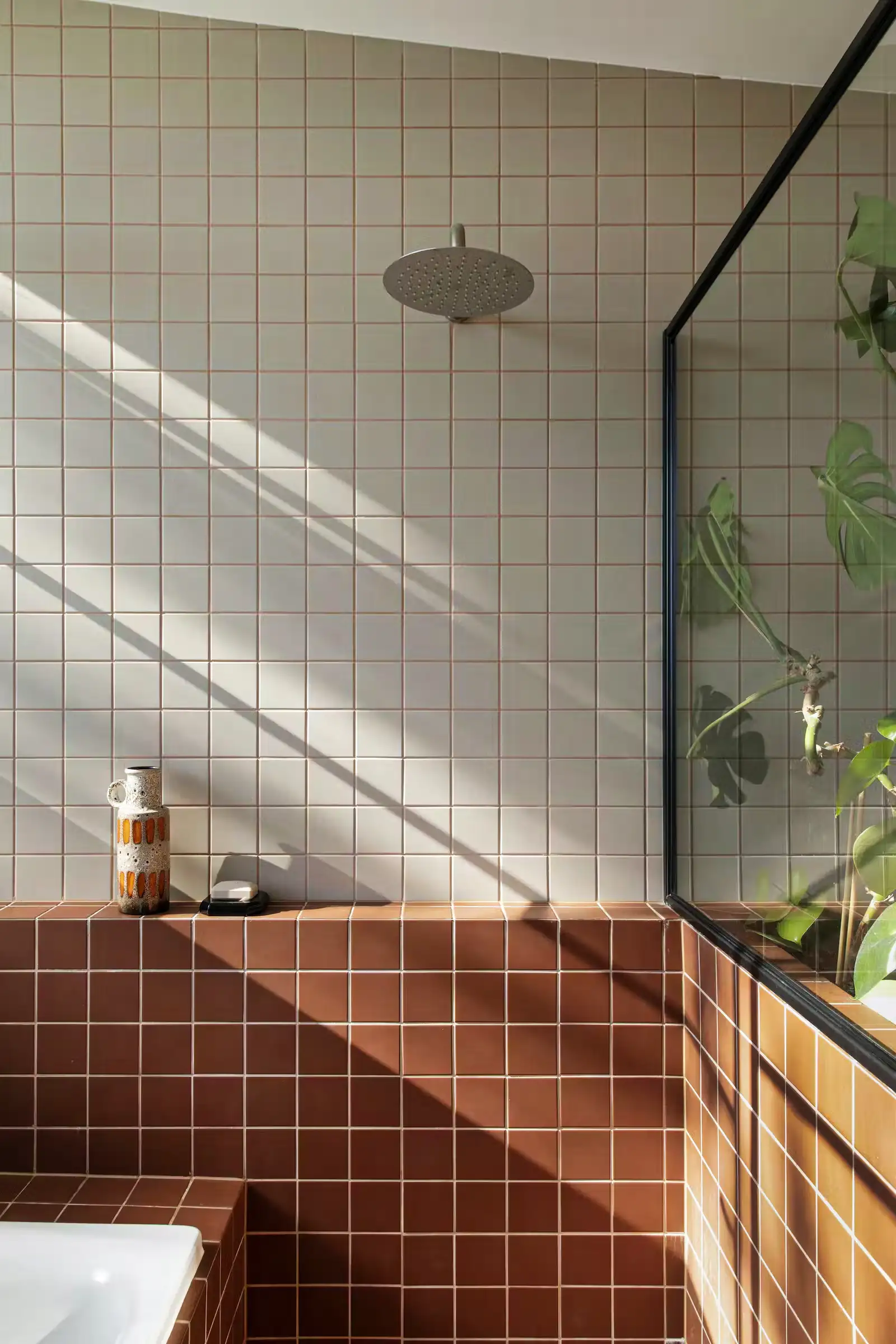 Sunlit Simplicity: Stylish Bathroom with Contrasting Tiles | Material Depot