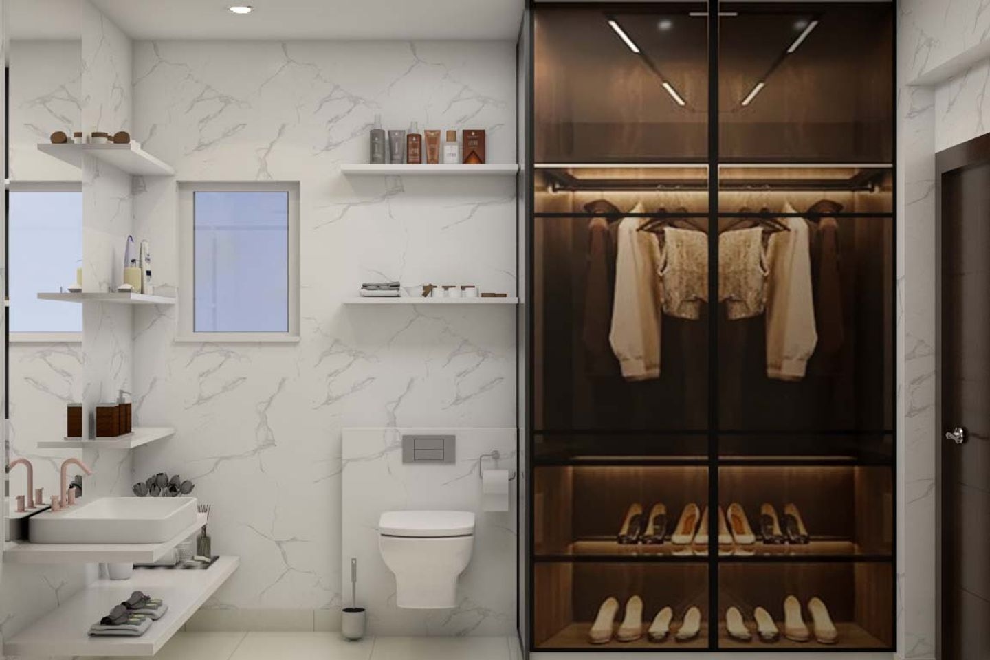 Elegant Bathroom with White Marble Accents