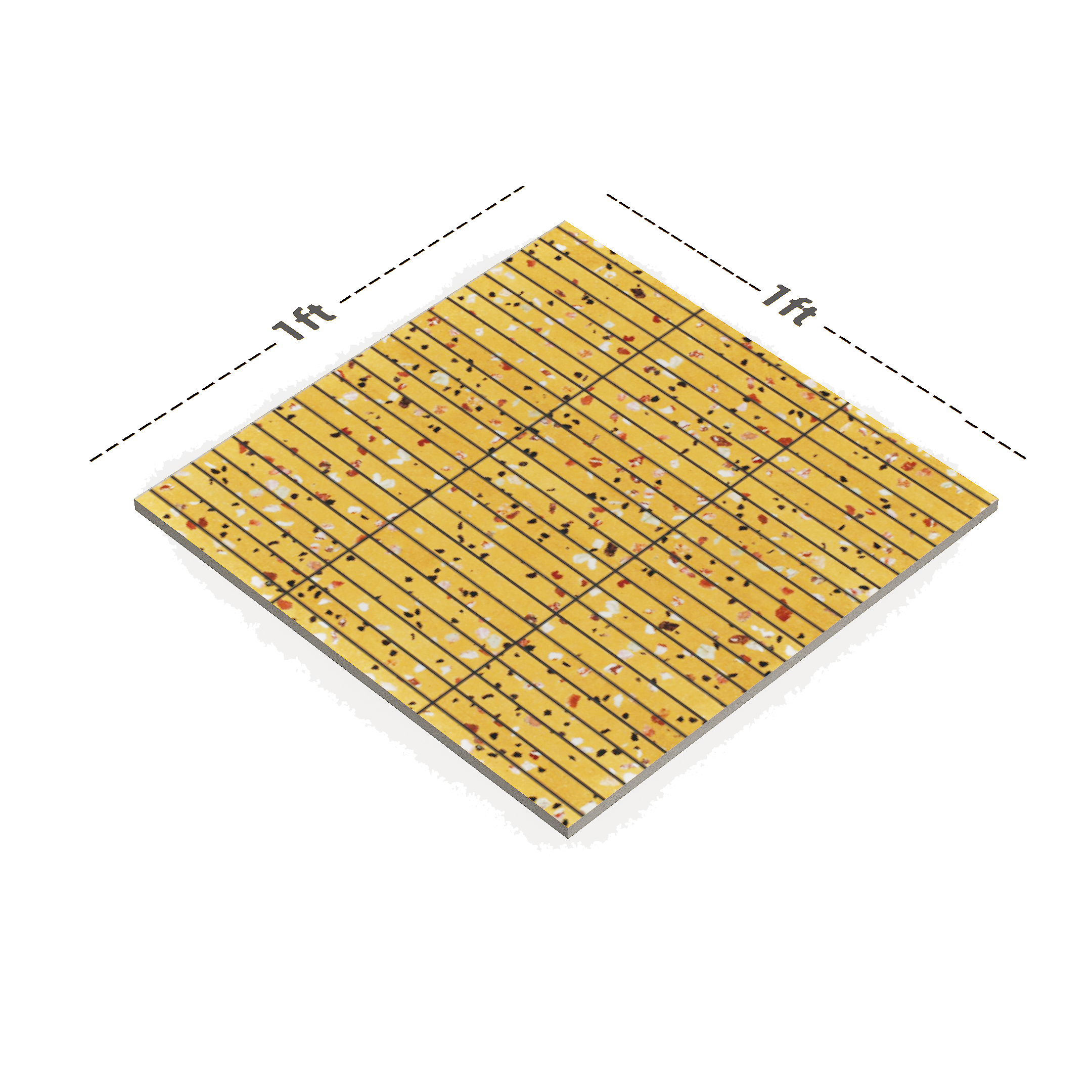 Dimension image of TL 00231 B Kitkat Yellow 300 mm x 300 mm Wall Tile - 9.5 mm | Material Depot