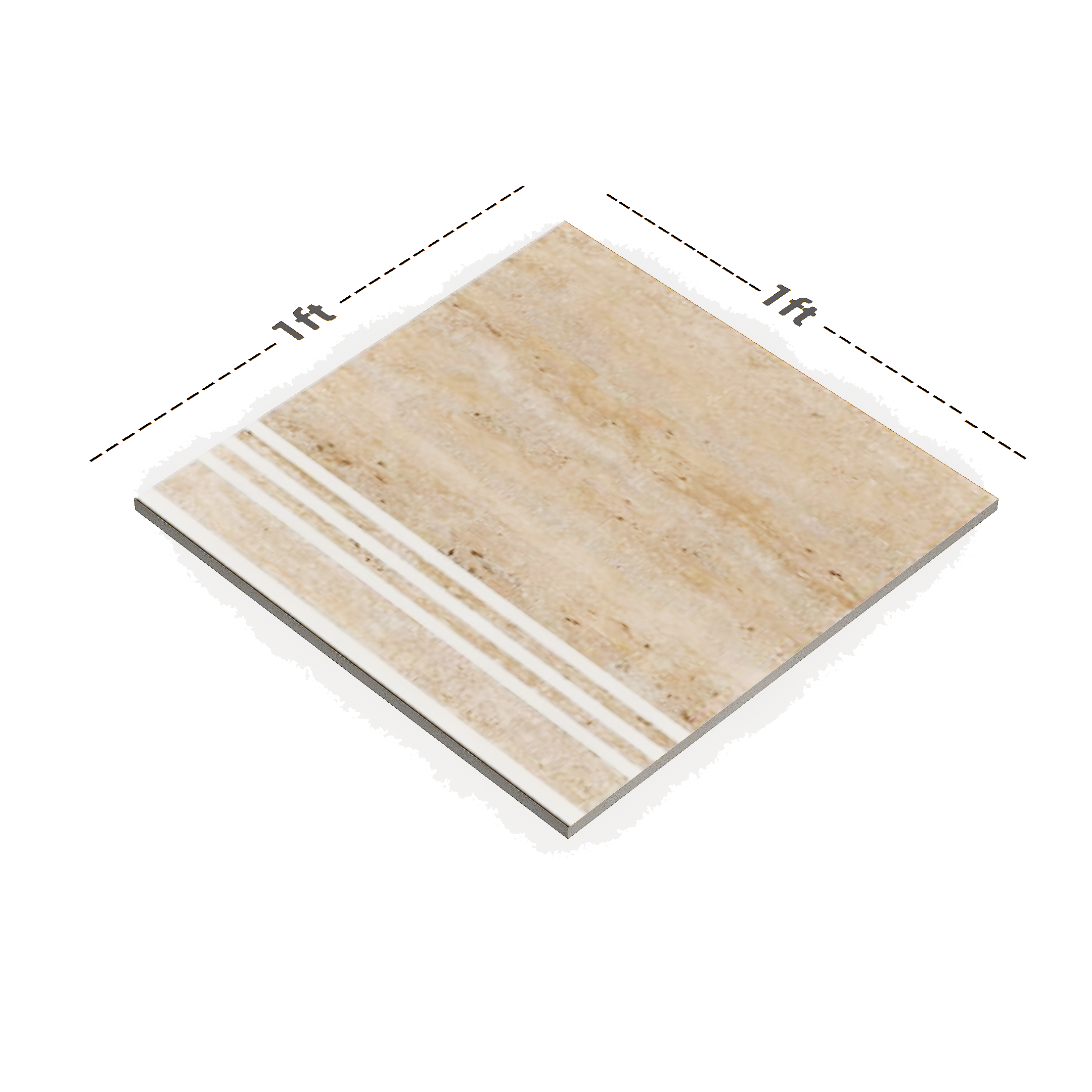 Dimension image of TL 00505 A Pattern 1 Beige Dun 12 x 12 Inch Matte Finish Anti Skid Parking Vitrified Floor Tile - 9 mm | Material Depot