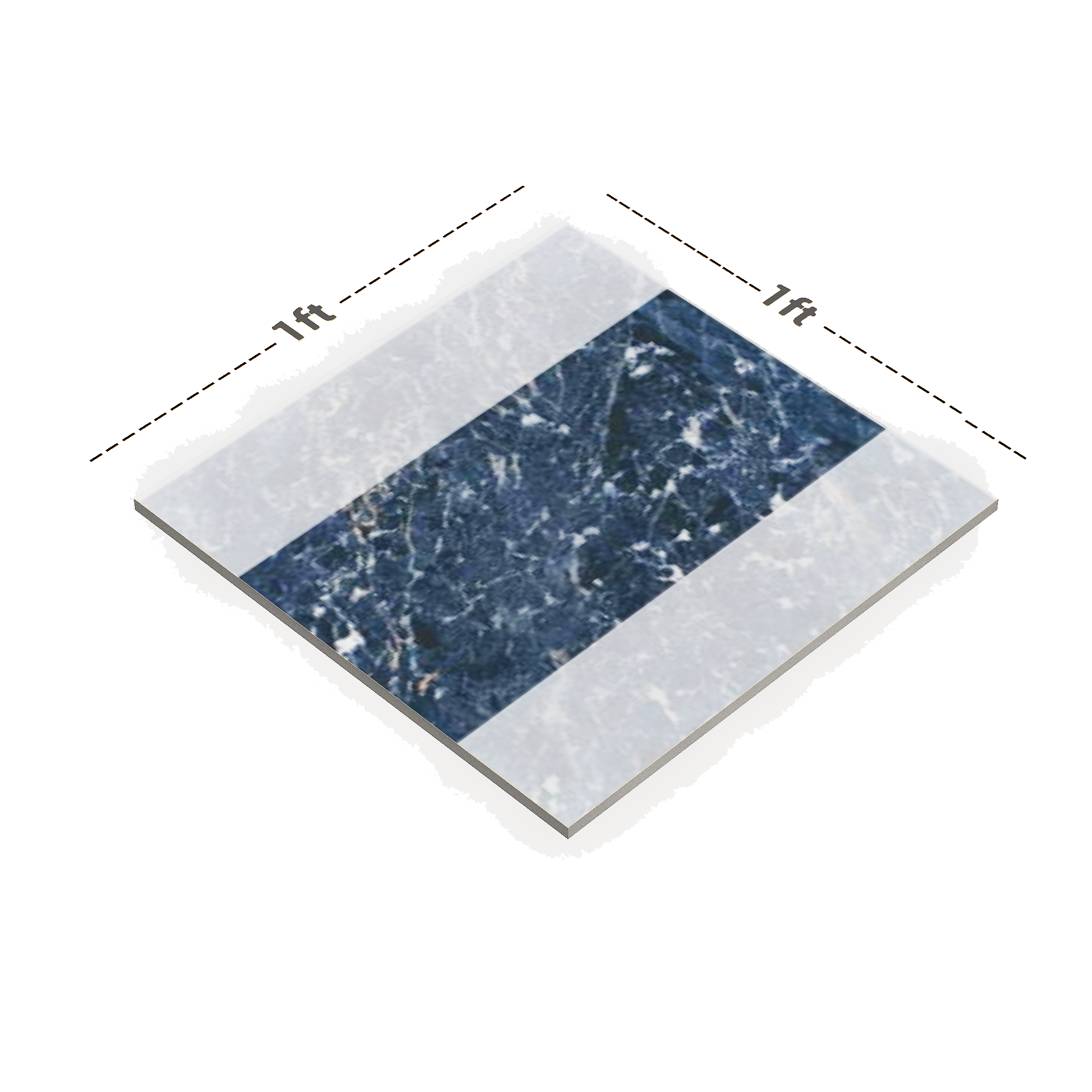 Dimension image of TL 00506 B Pattern 2 Marine Blue 12 x 12 Inch Matte Finish Anti Skid Parking Vitrified Floor Tile - 9 mm | Material Depot