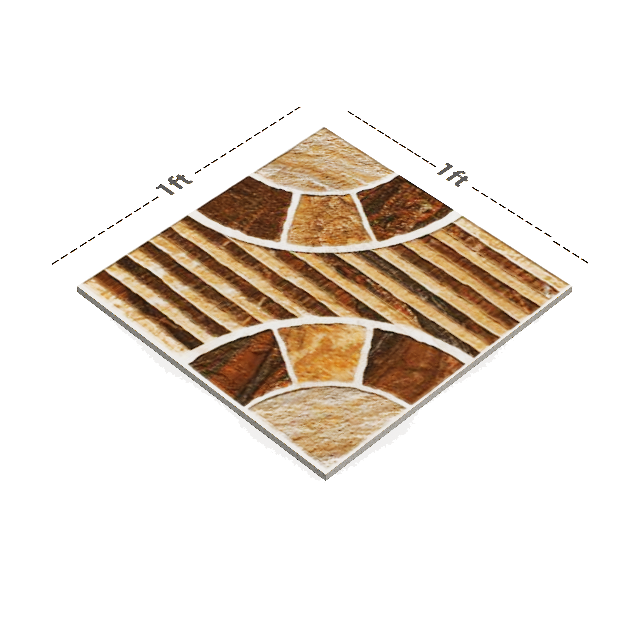 Dimension image of TL 00520 Choco Brown 12 x 12 Inch Matte Finish Anti Skid Parking Vitrified Floor Tile - 9 mm | Material Depot