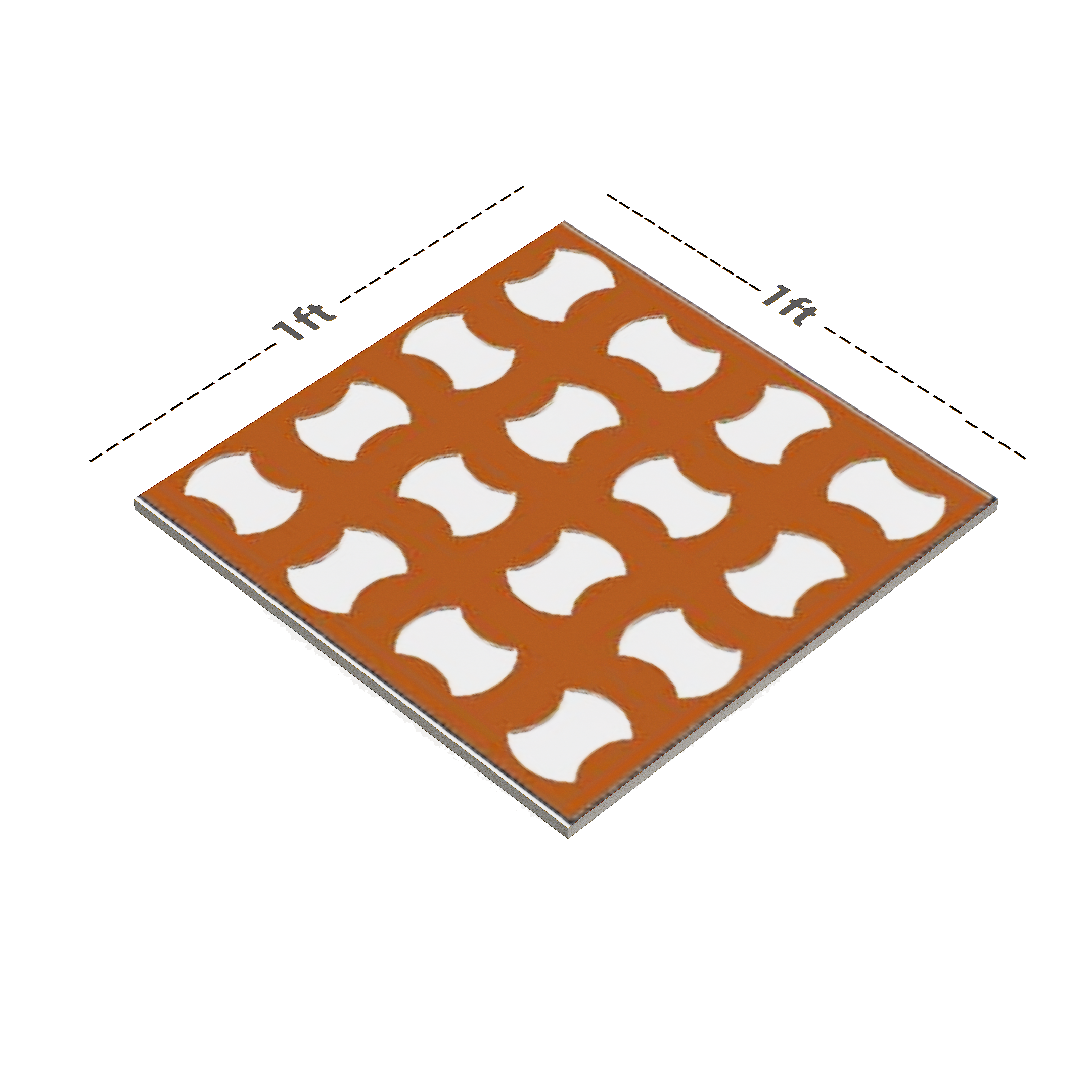 Dimension image of TL 00541 White & Brown 12 x 12 Inch Matte Finish Anti Skid Parking Vitrified Floor Tile - 9 mm | Material Depot