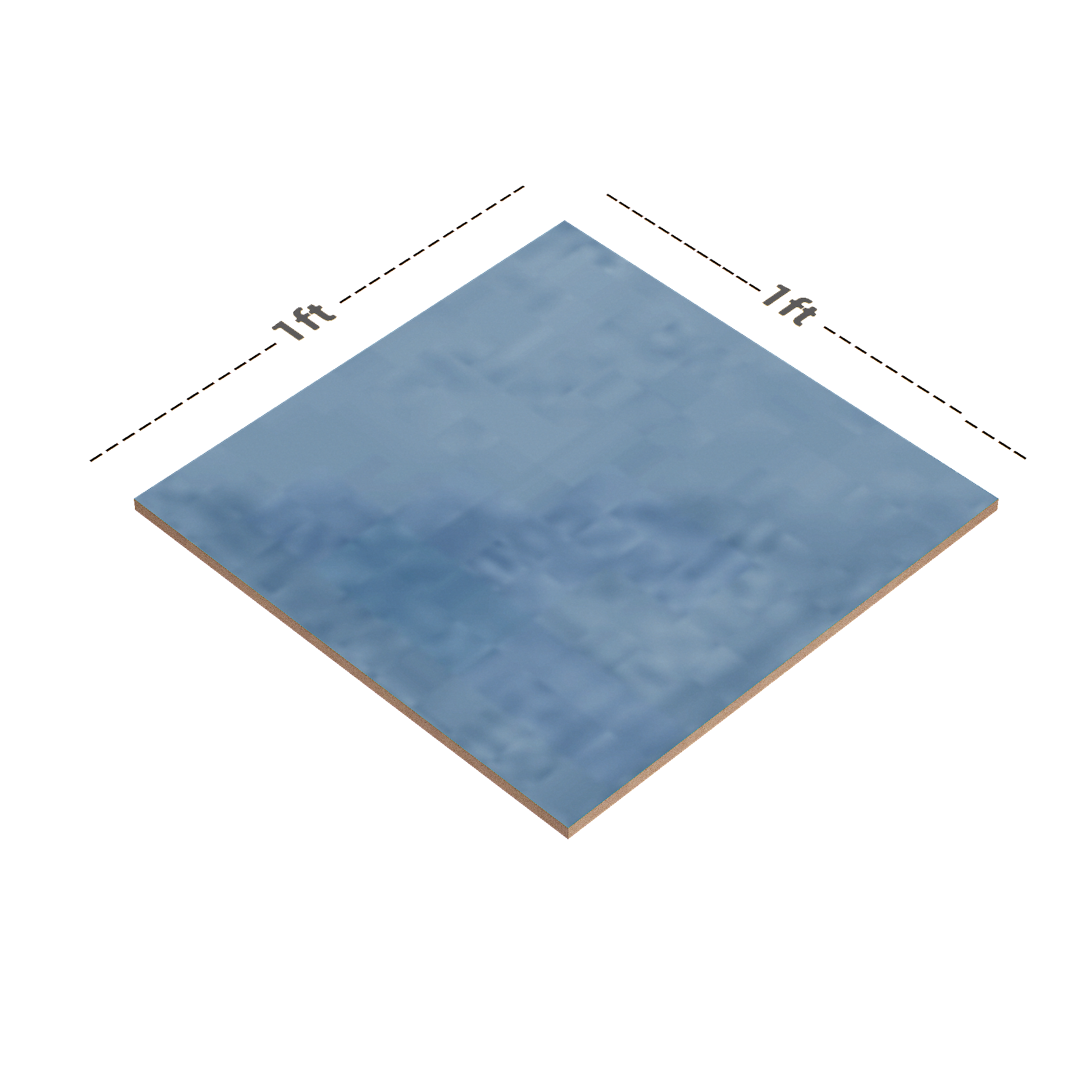 Dimension image of TL 01534 A Tripoli Blue 300 x 300 mm Ceramic Anti Skid Matte Finish Bathroom Floor Tile - 8 mm | Material Depot