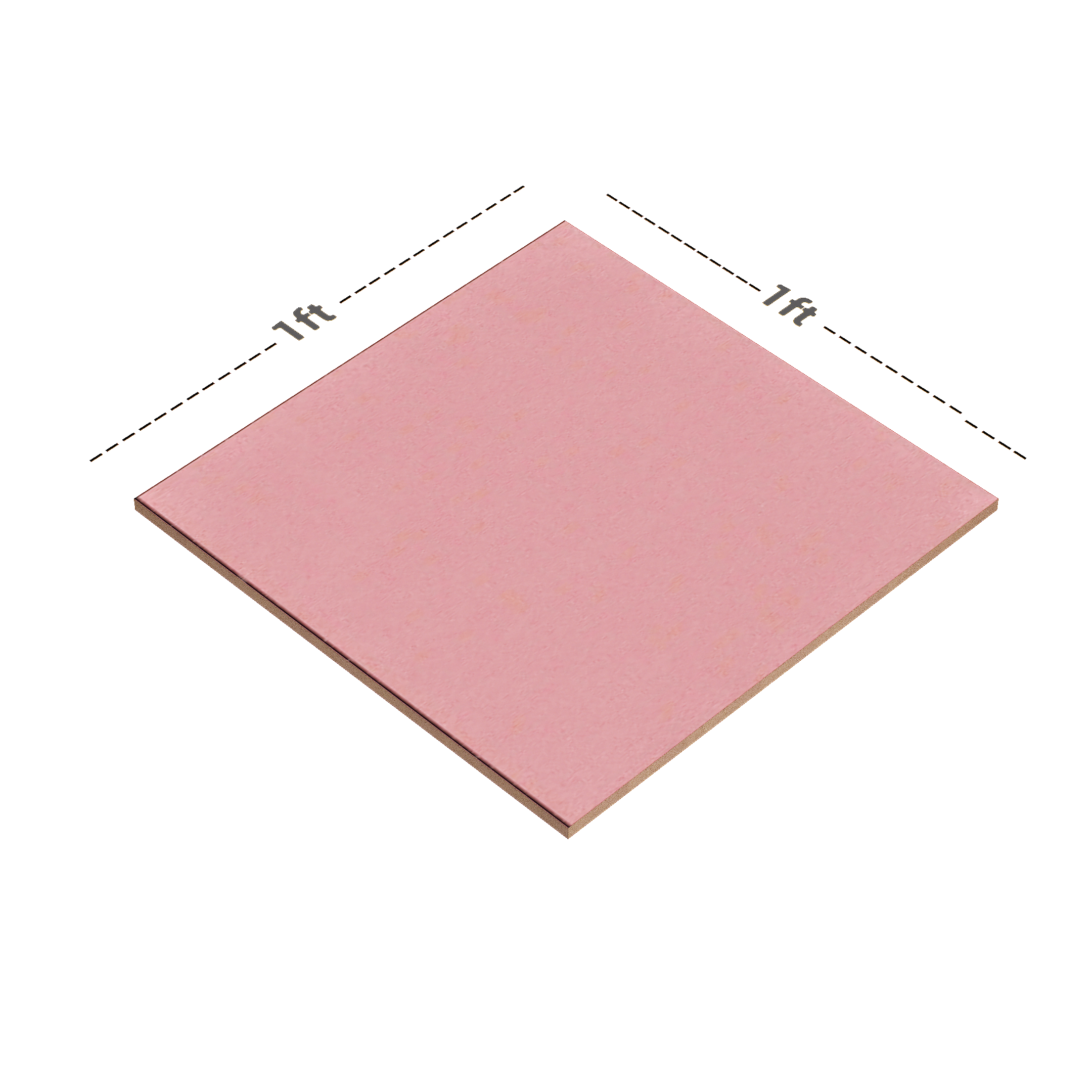 Dimension image of TL 01781 C Floor Claret Pink 12 x 12 inch Matte Finish Ceramic Floor Tile - 7 mm | Material Depot