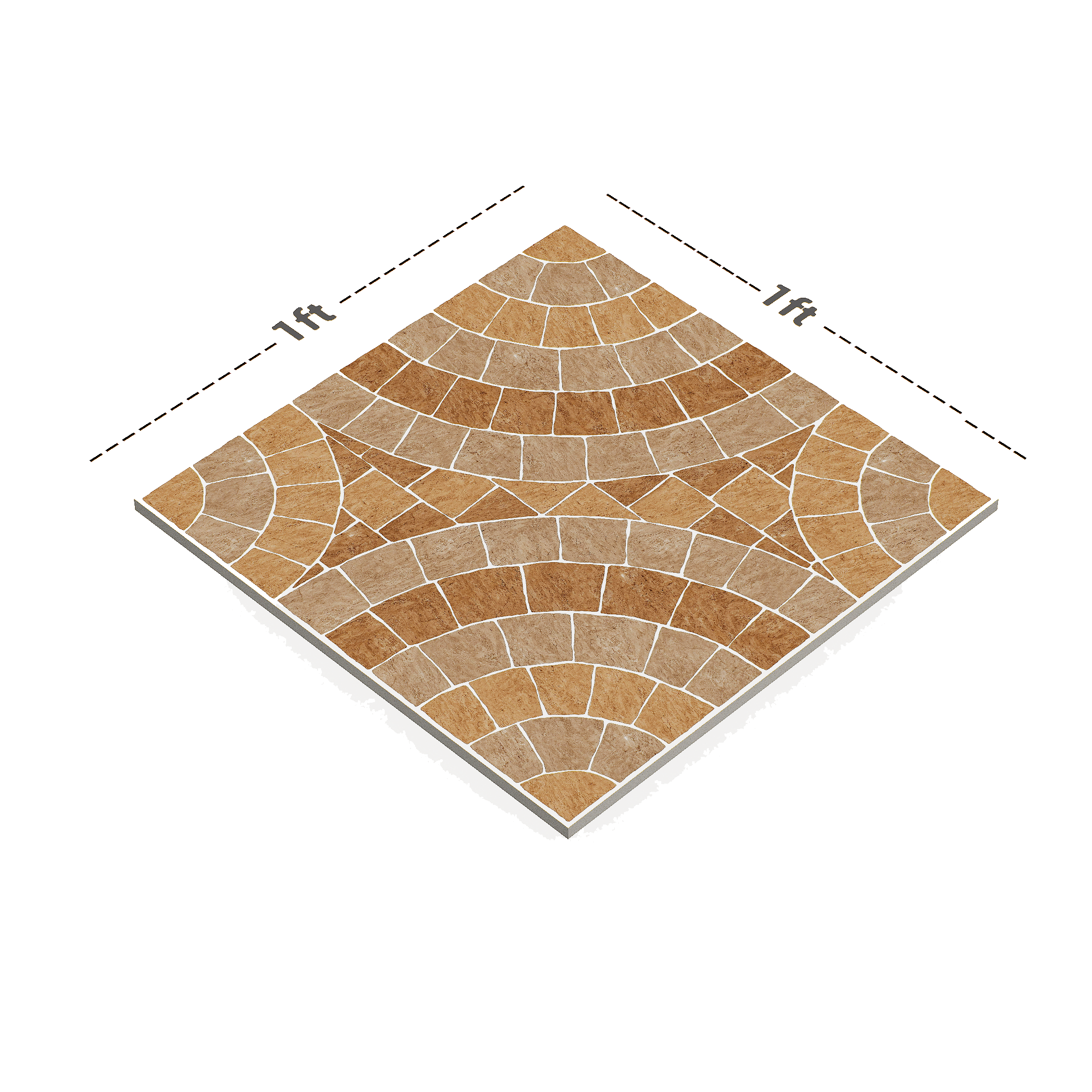 Dimension image of TL 01822 A Stonish Brown 12 x 12 inch Matte Finish Parking Anti Skid Vitrified Floor Tile - 8 mm | Material Depot