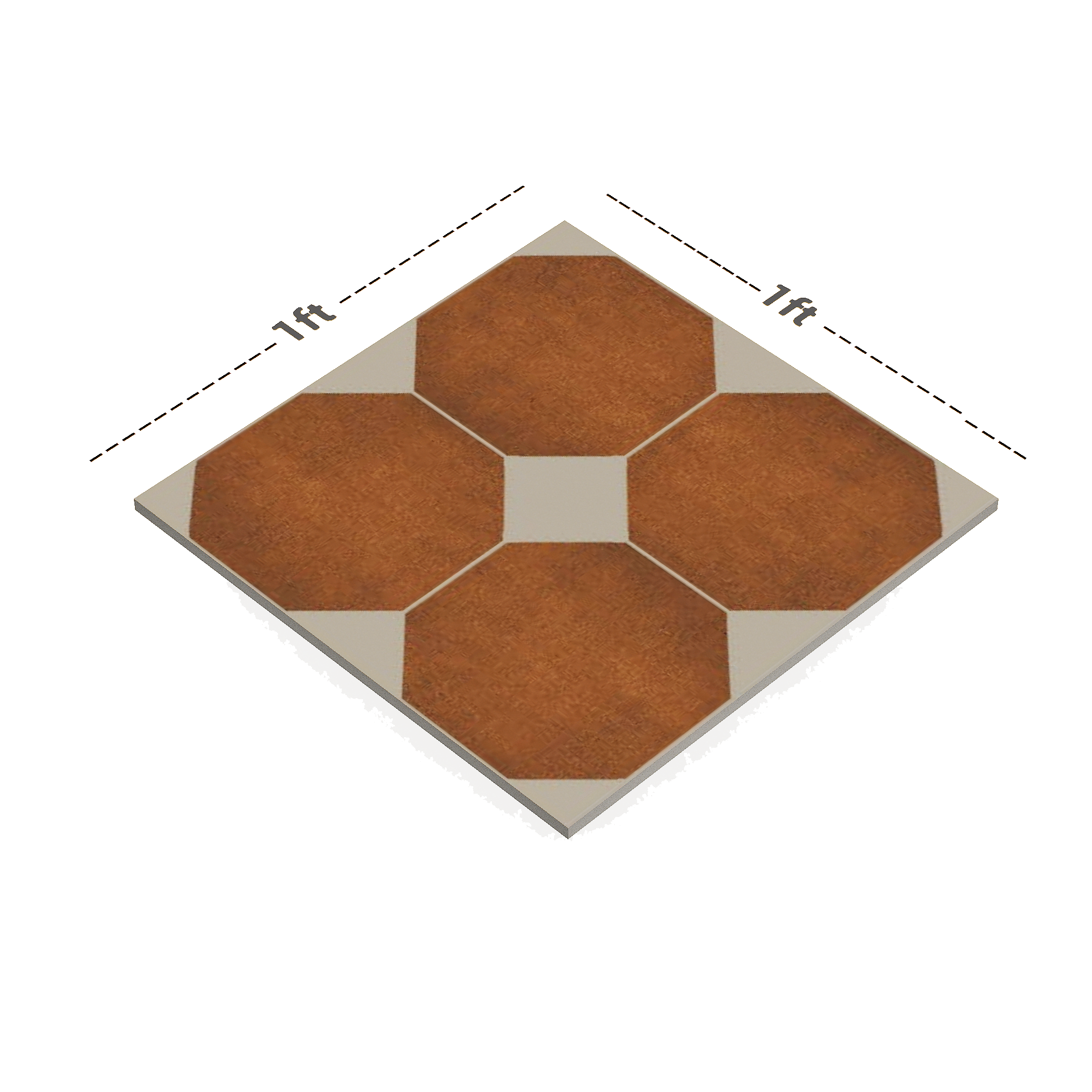 Dimension image of TL 02669 Retro 1005 300x300 mm Matte Finish Moroccan Parking Floor Tile - 12 mm | Material Depot