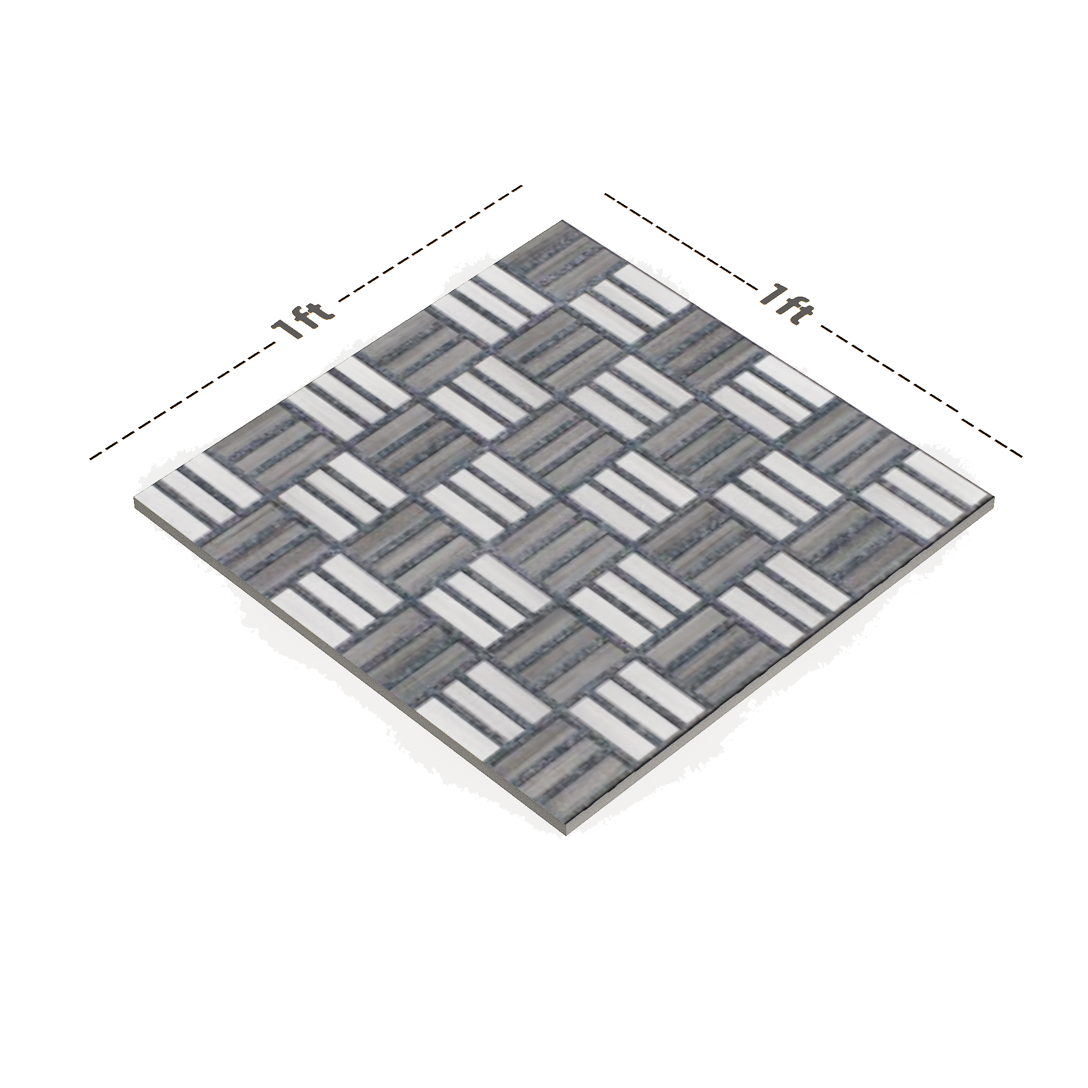 Dimension image of TL 02889 Taupe Grey 12 x 12 inch Matte Finish Parking Floor Vitrified Tile - 9 mm | Material Depot