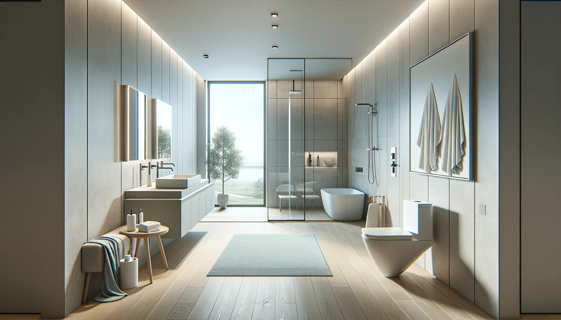 Tranquil Bathroom Oasis with Natural Light and Clean Lines | Material Depot