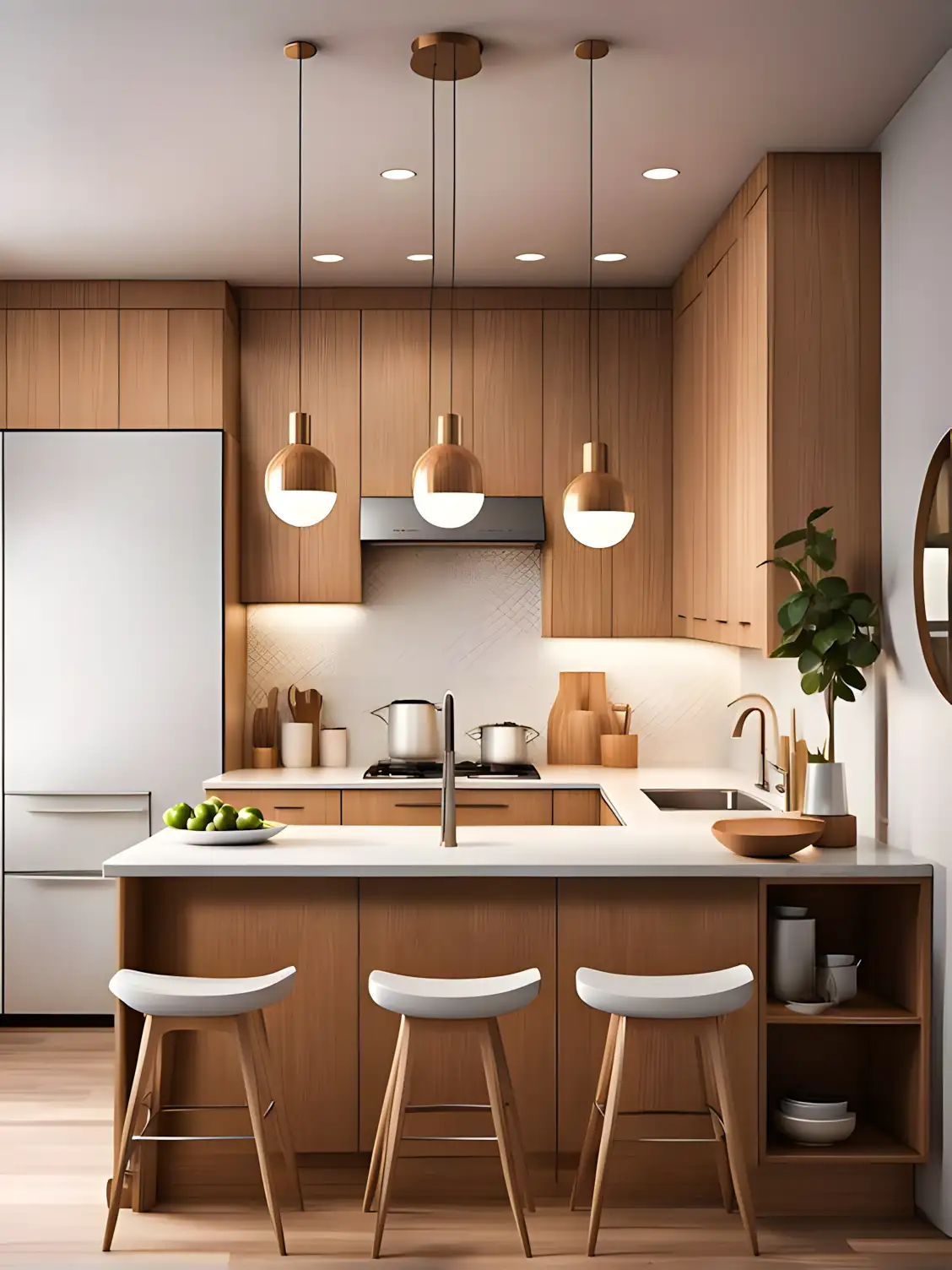 Trendy Kitchen With Sleek Wooden Laminates | Material Depot