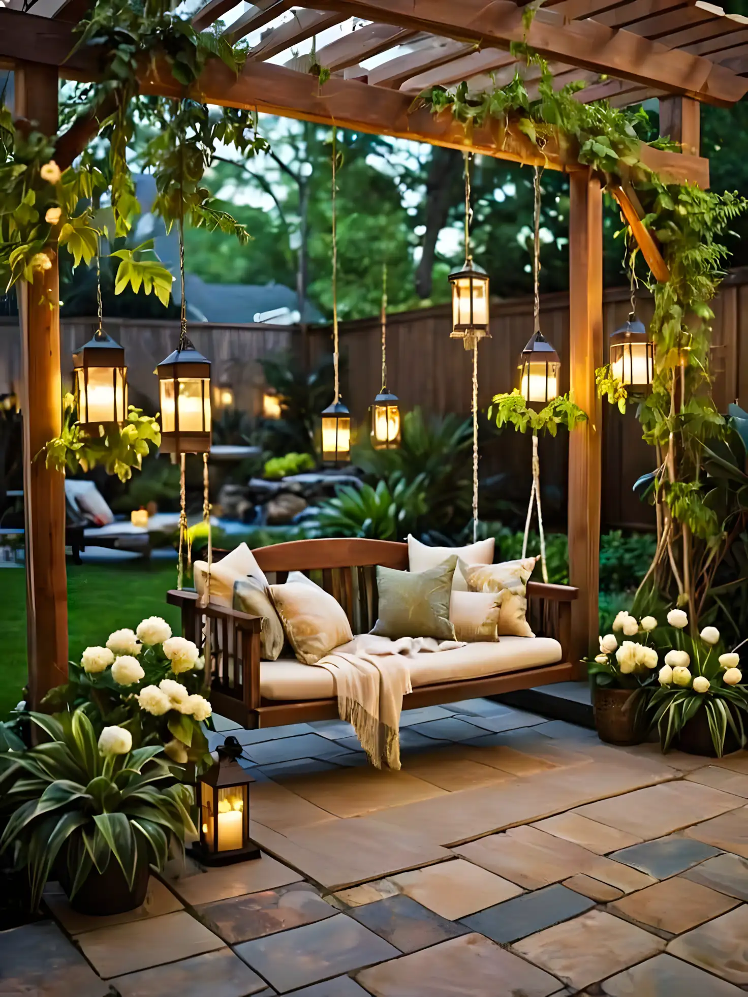 Twilight Retreat: Garden Pergola Oasis | Material Depot