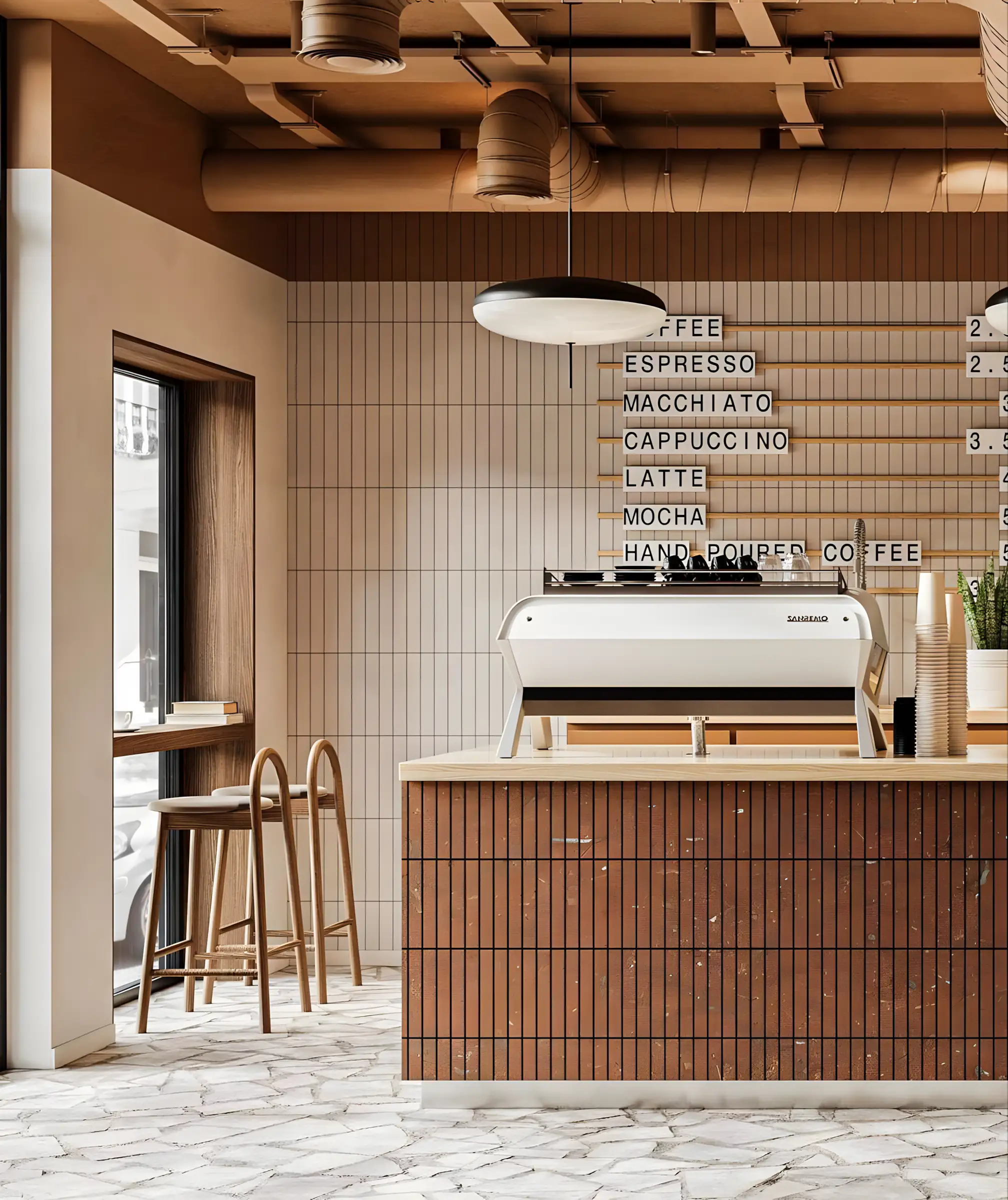 Urban Brew: Modern Café Elegance | Material Depot