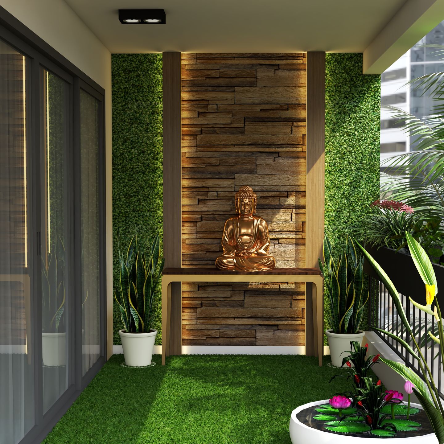 Green Serenity: Balcony Design with Vertical Garden