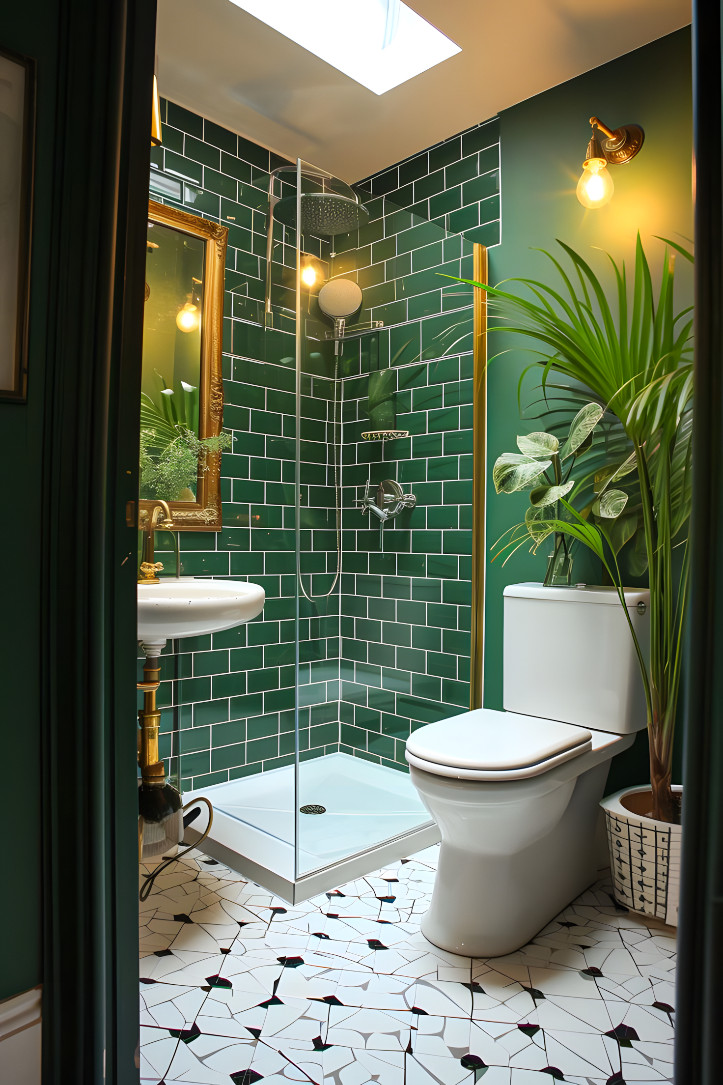 Verdant Retreat: A Modern Bathroom with Green Tiles | Material Depot