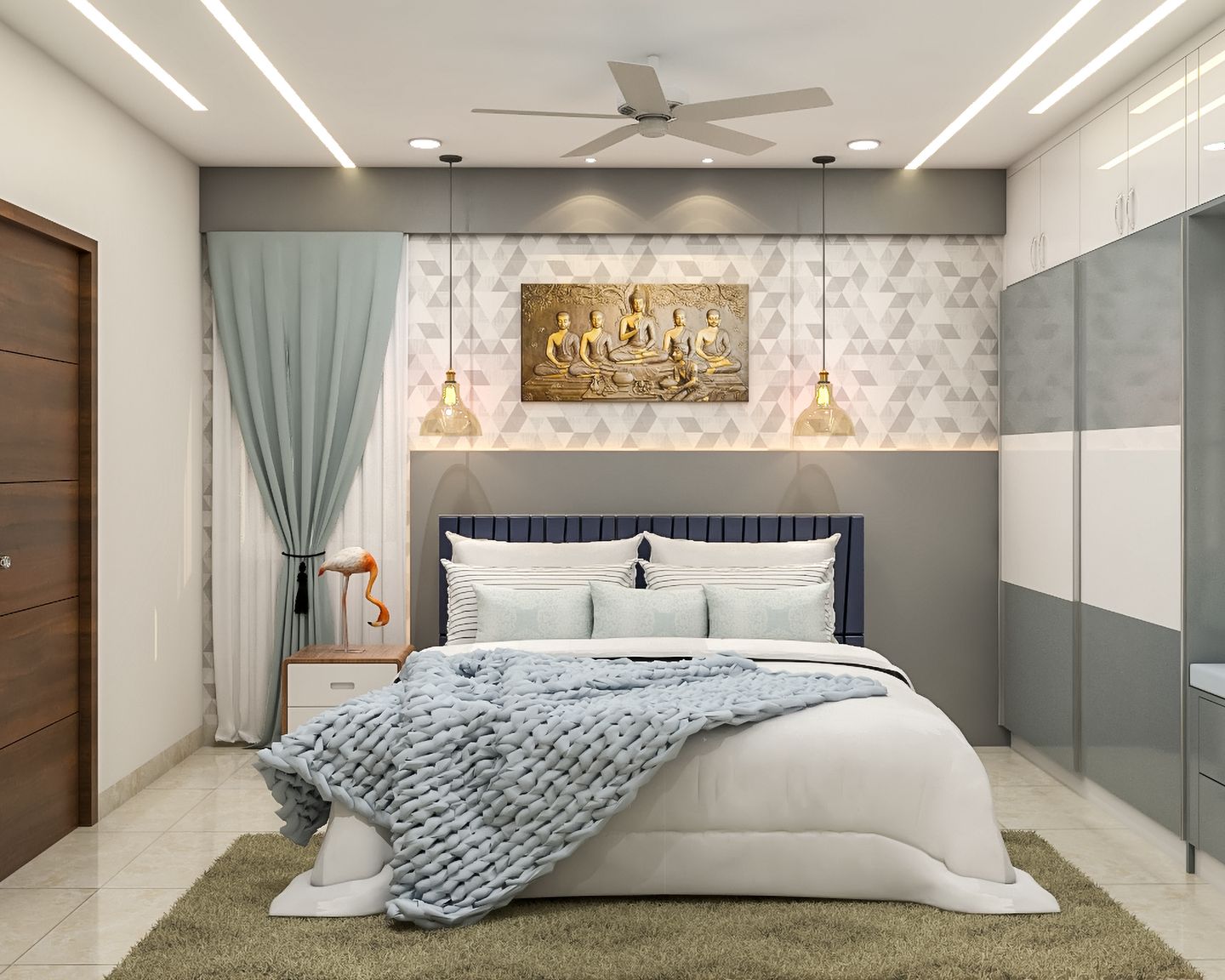 Master Bedroom: Contemporary, Long Ceiling Lights