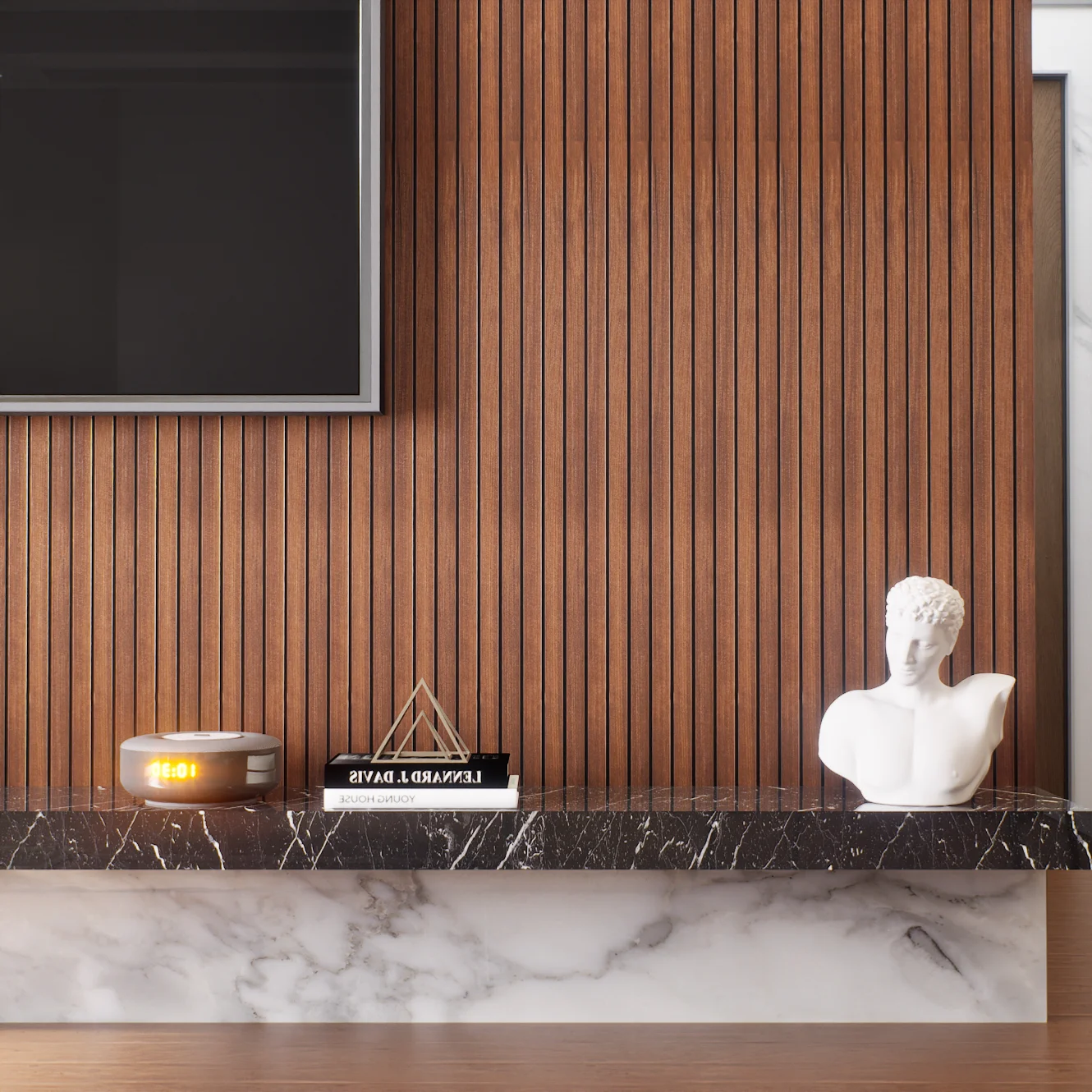 Vertical Wood Paneling with Modern Decor | Material Depot