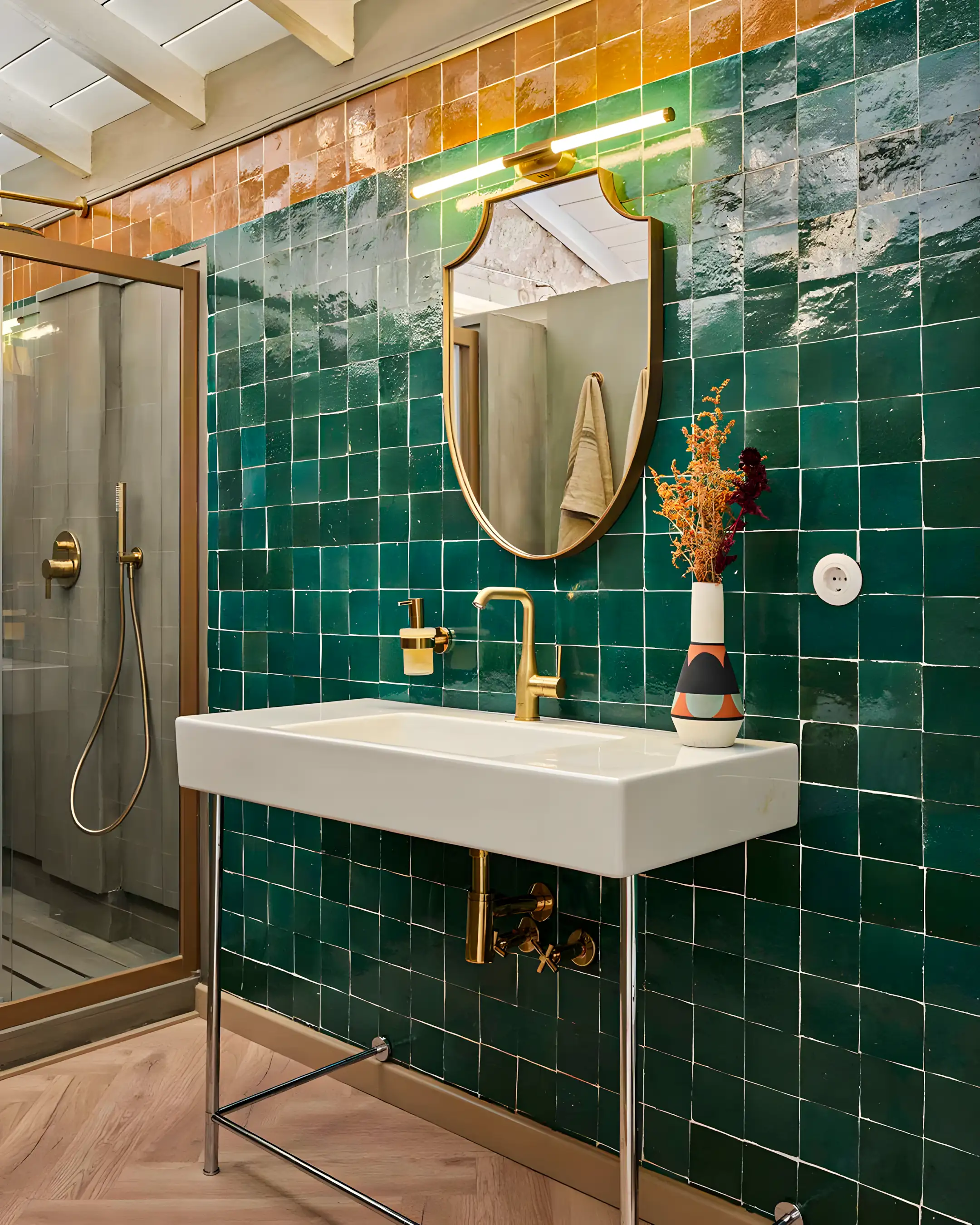 Vibrant Green and Gold Bathroom Design | Material Depot