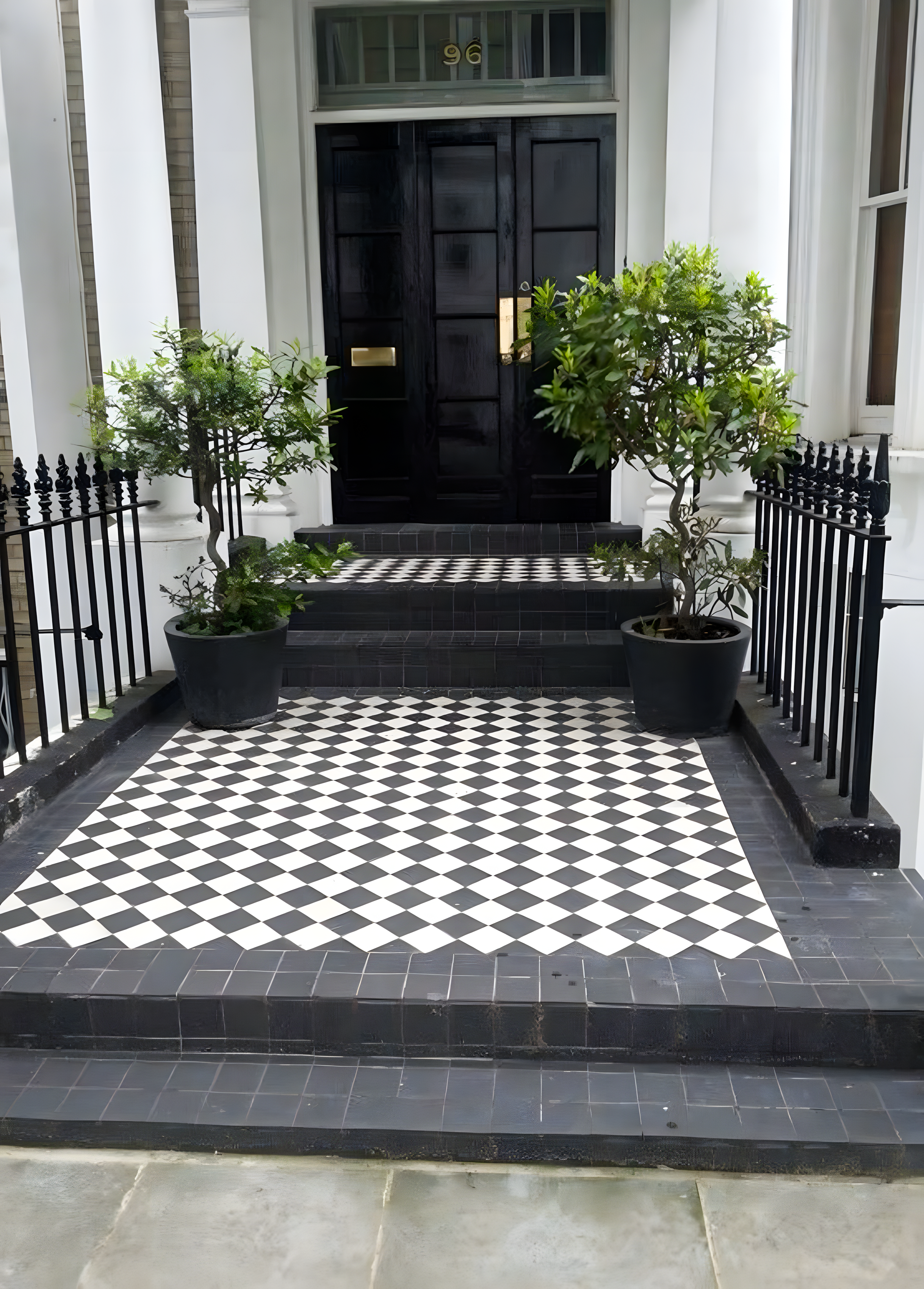 Victorian-Style Entrance with Black and White Checkerboard Tiles | Material Depot