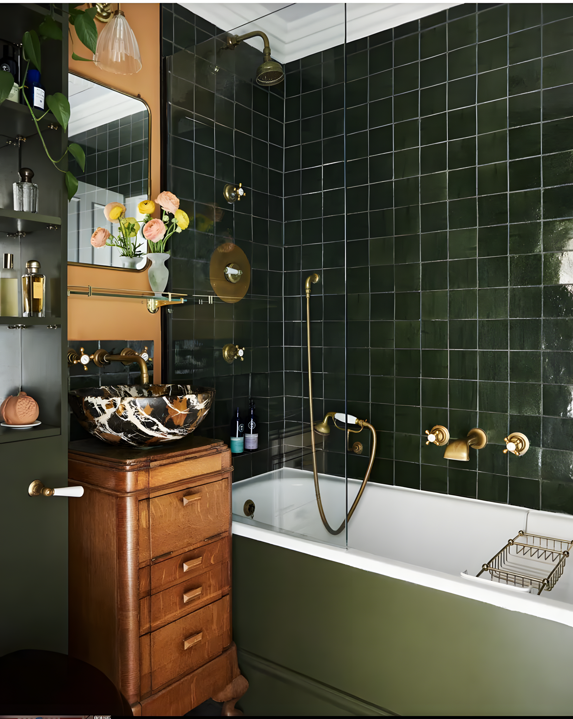 Vintage Charm: A Modern Bathroom with Green Tiles | Material Depot