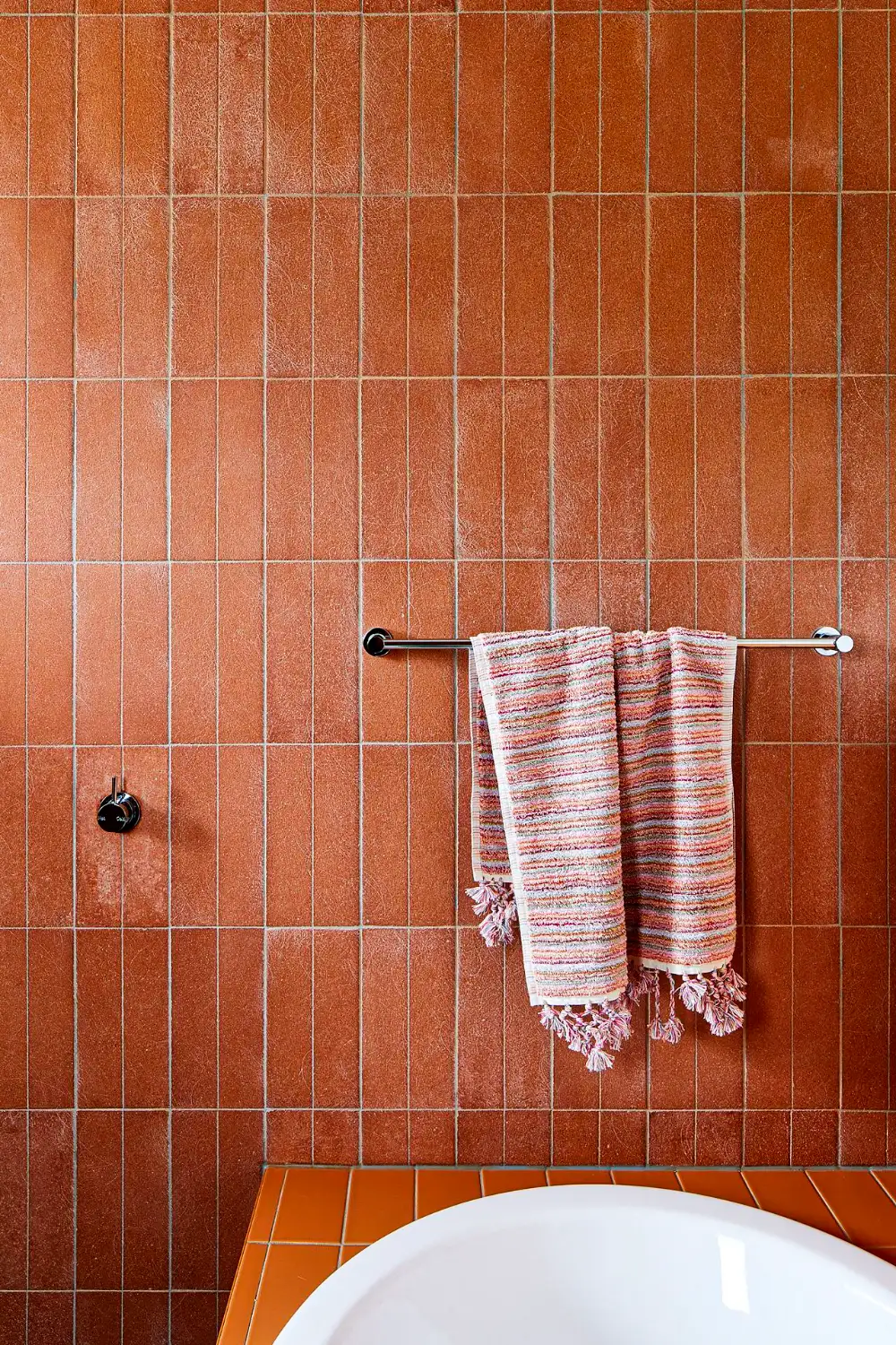 Warm Terracotta Basin Wall in Bathroom | Material Depot