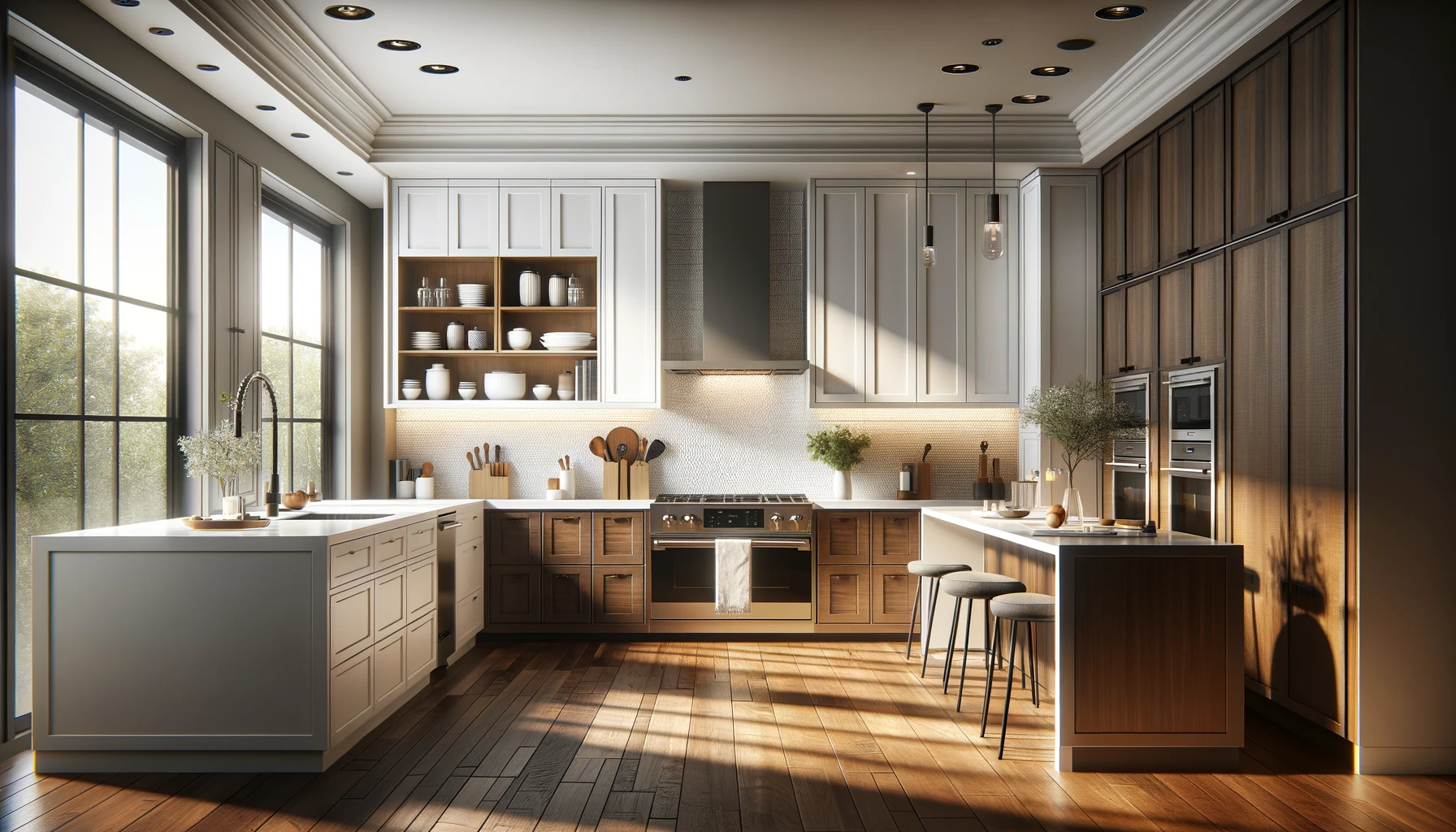 Warm Wood Tones in a Sunlit Classic Modern Kitchen Design | Material Depot